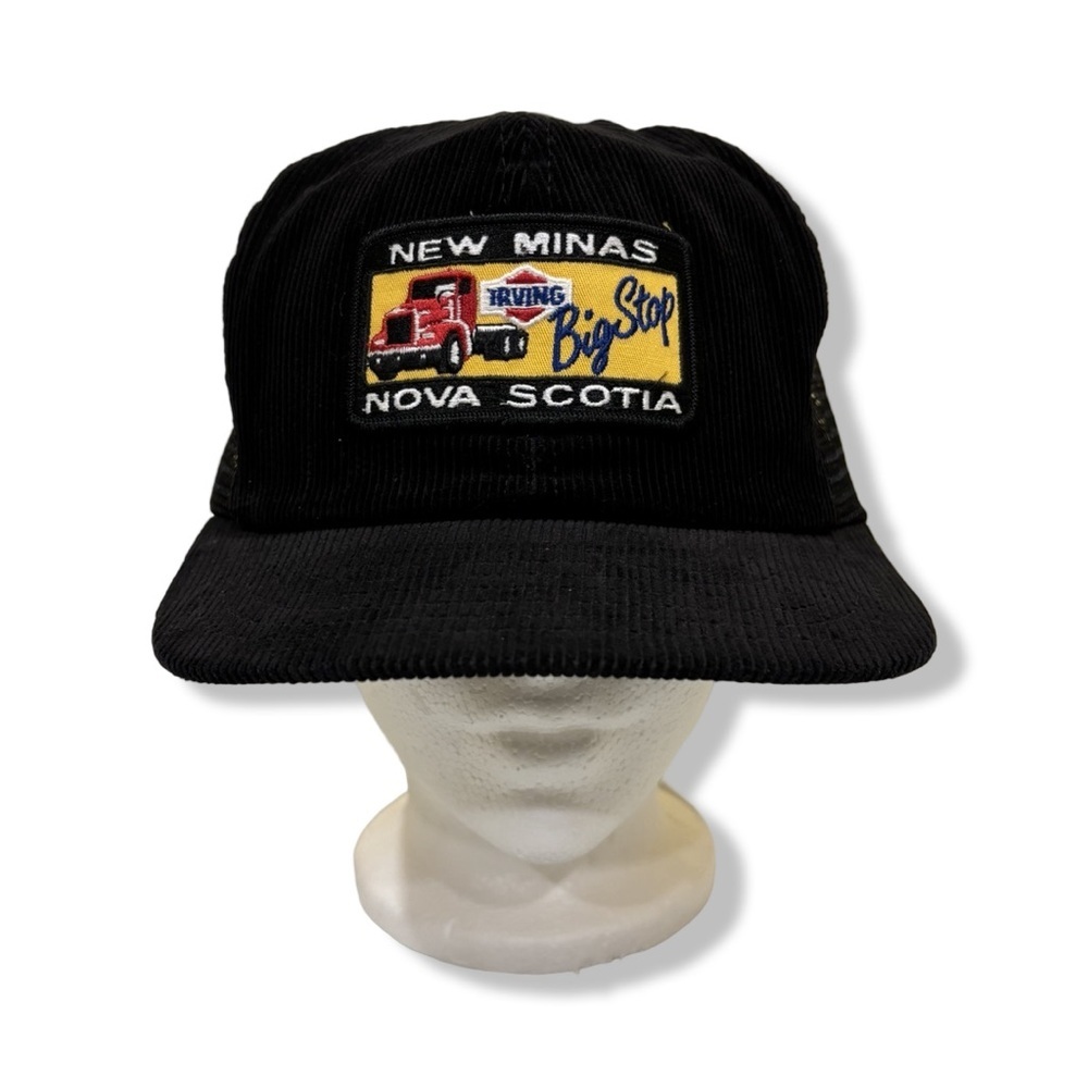 Vintage 80s/90s New Mina’s Nova Scotia Big Stop Corduroy Trucker Hat